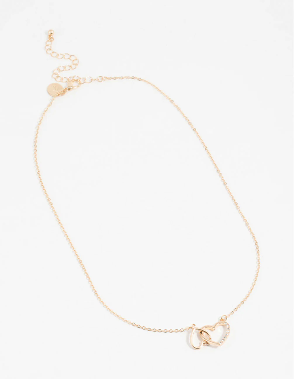 Gold Diamante Heart Link Necklace - Image 2