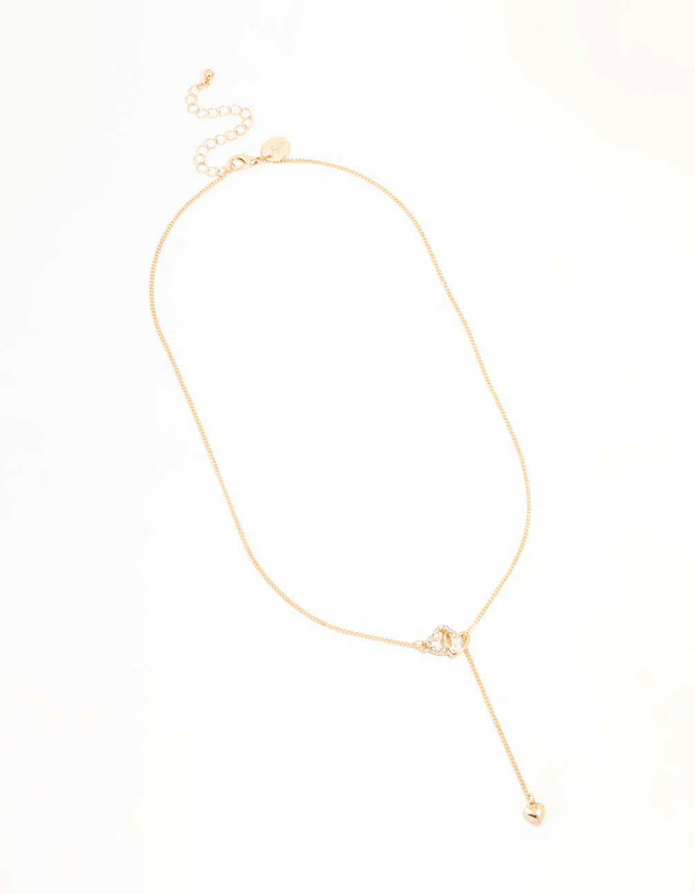 Gold Diamante Heart Link Y-Necklace - Image 2
