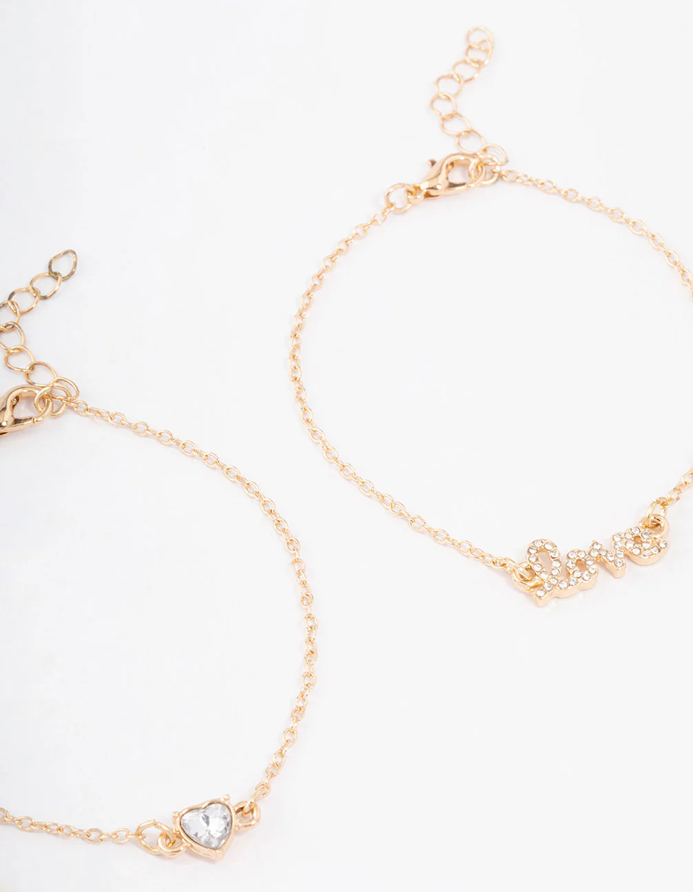 Gold Diamante Heart Love Bracelet Pack - Image 2