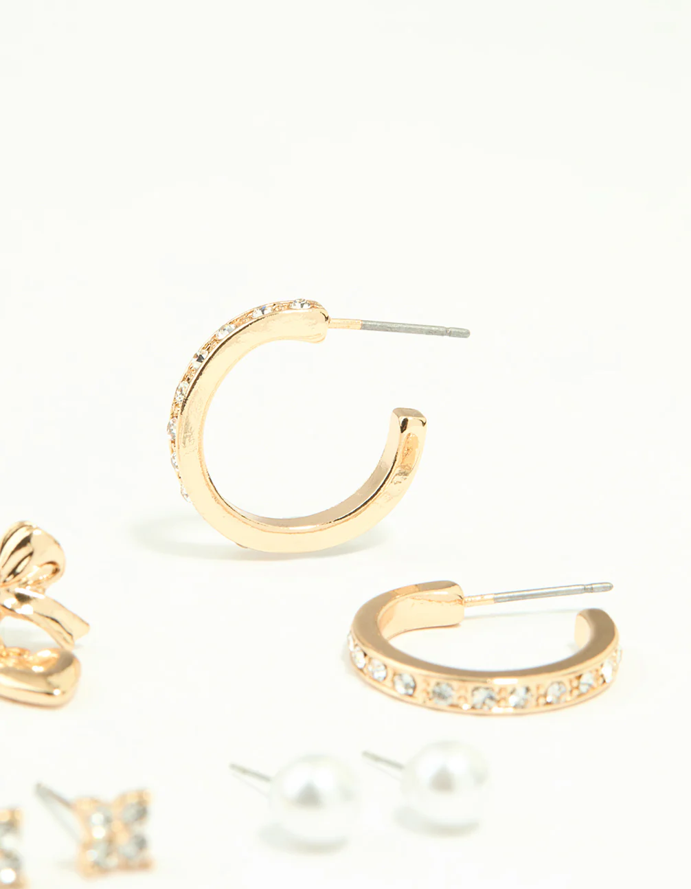 Gold Diamante Hoop & Stud Earrings 7-Pack - Image 3