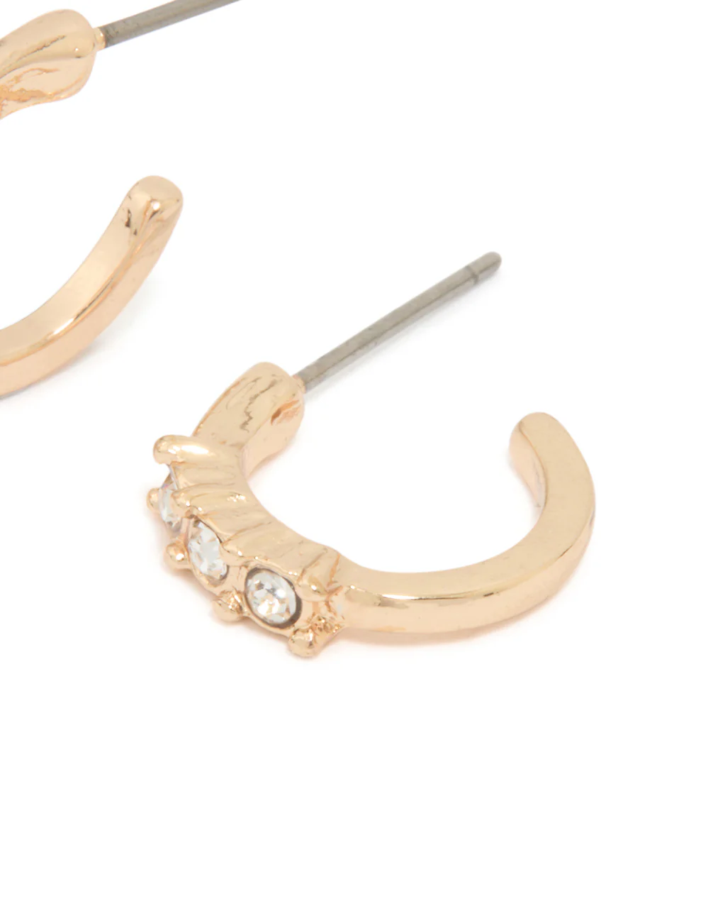 Gold Diamante Huggie Earrings - Image 3