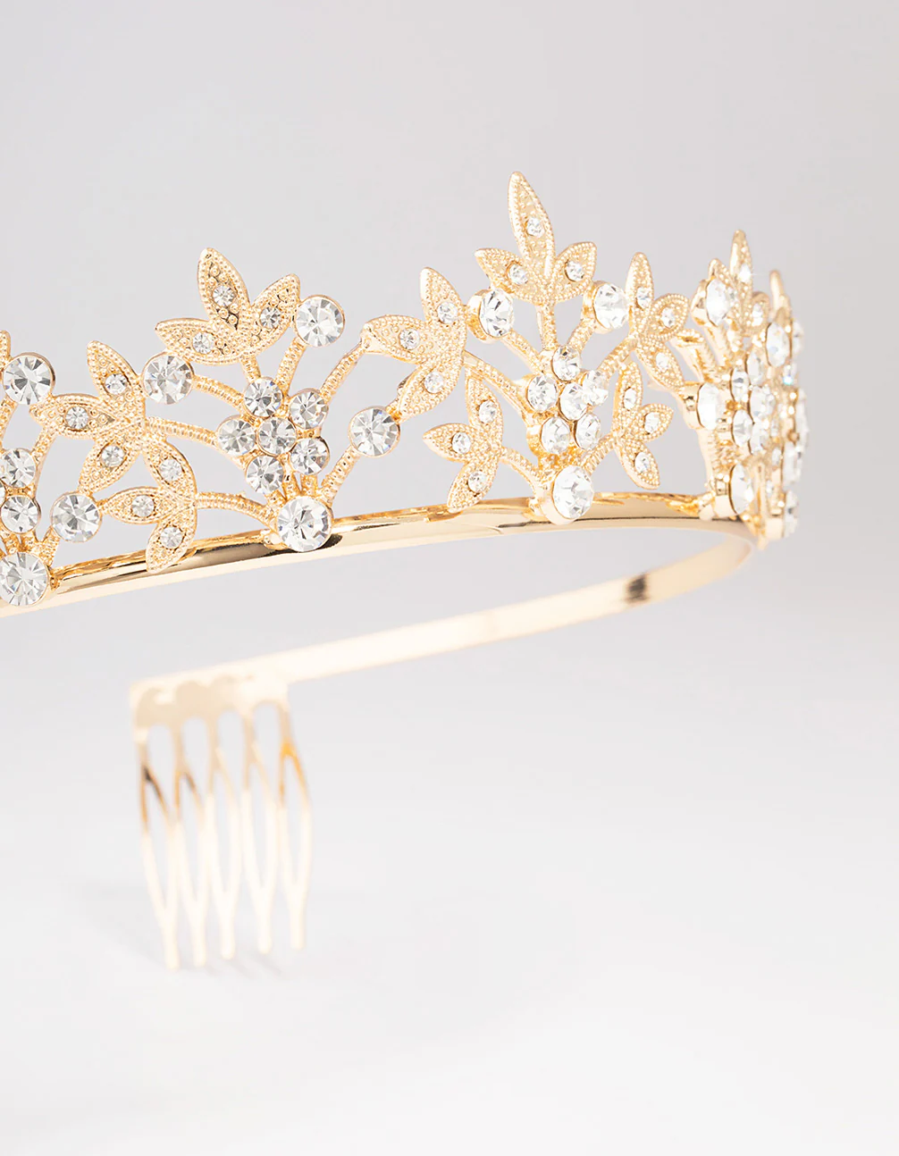 Gold Diamante Leaf Flower Crown - Image 2