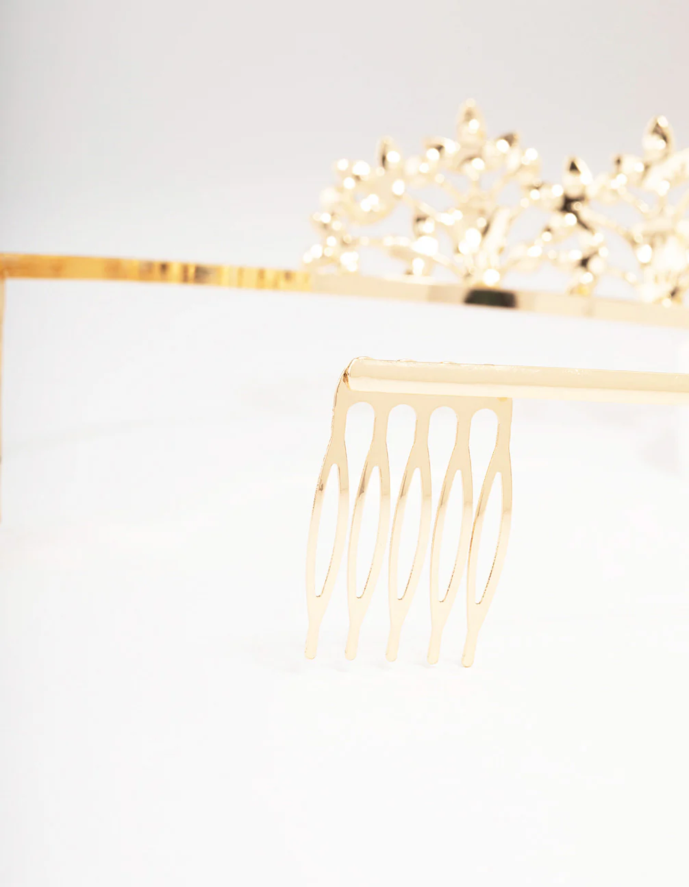 Gold Diamante Leaf Flower Crown - Image 3