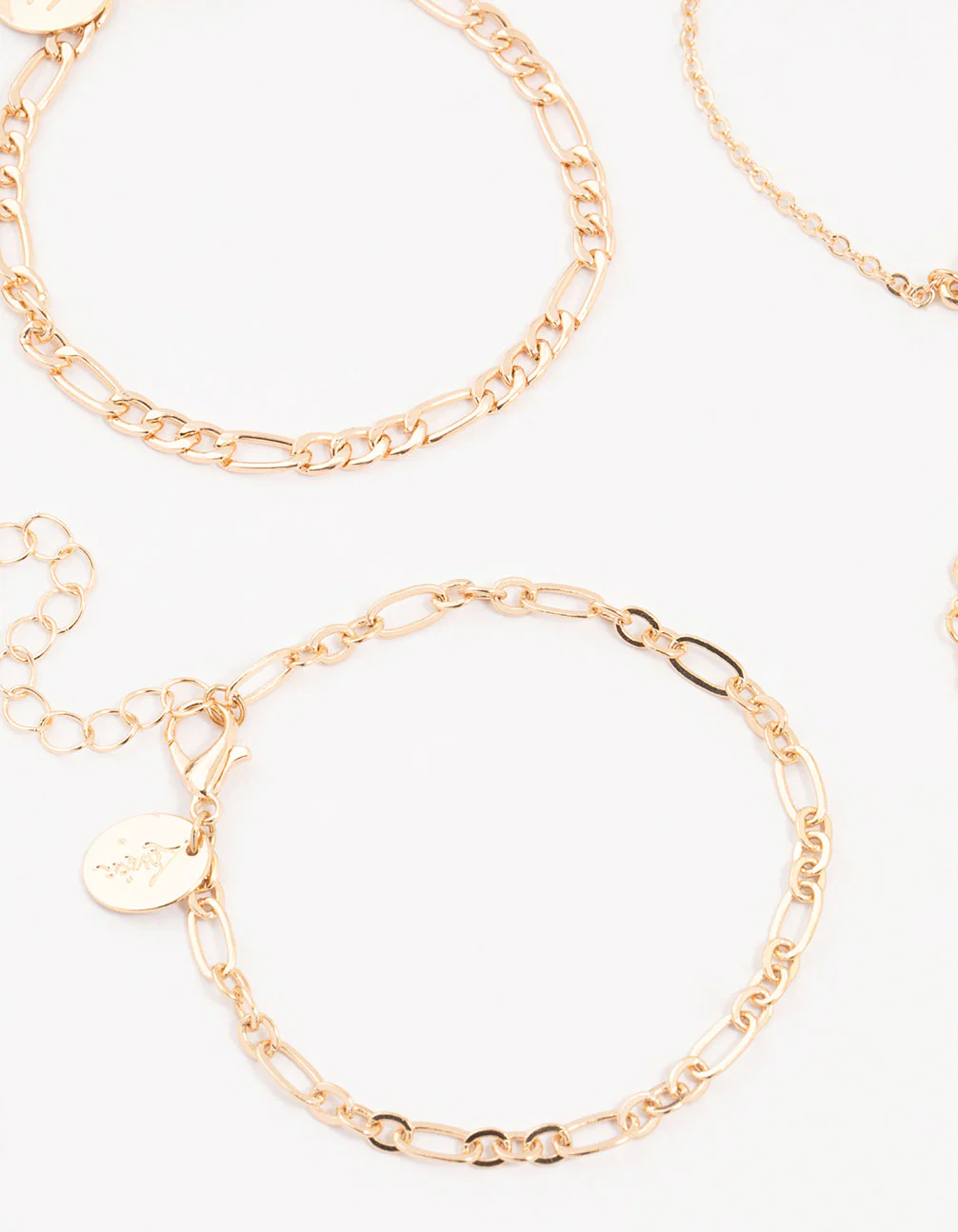 Gold Diamante Link Heart Bracelets 4-Pack - Image 2