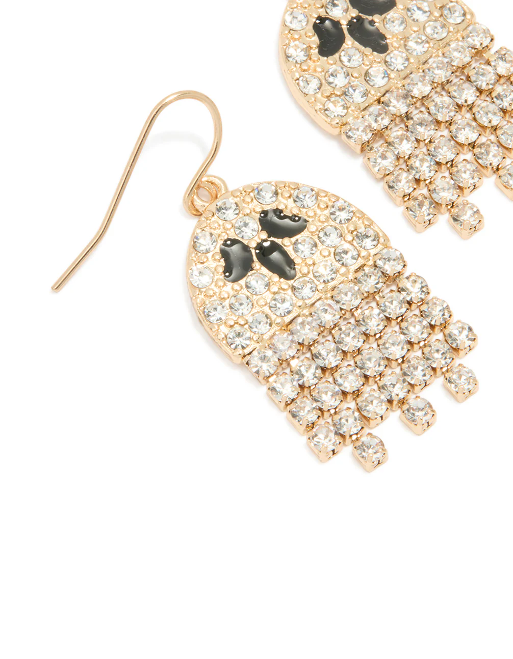 Gold Diamante Mini Ghost Drop Earrings - Image 2