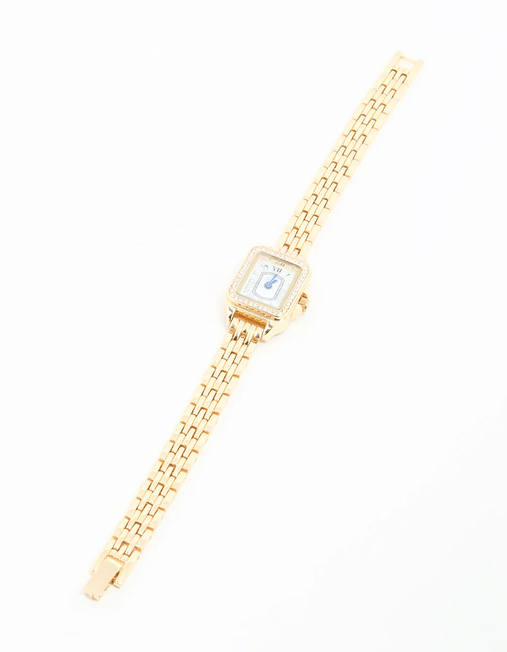 Gold Diamante Mini Rectangular Watch - Image 2