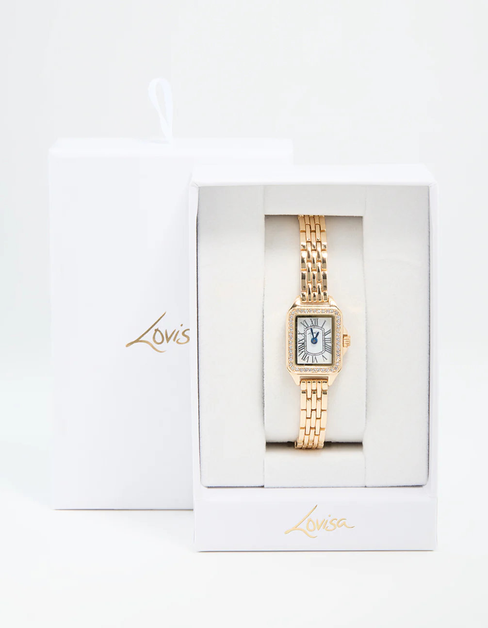 Gold Diamante Mini Rectangular Watch - Image 3