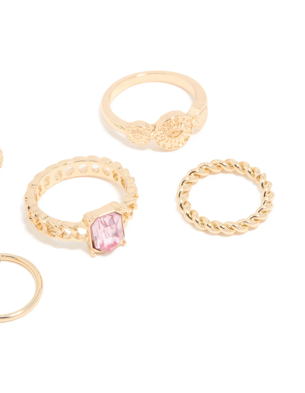 Gold Diamante Mixed Rings 6-Pack - Image 3