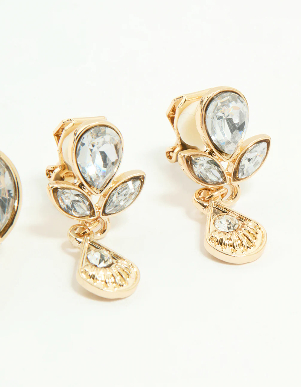 Gold Diamante Mixed Shape Clip-On Earrings 4-Pack - Image 3
