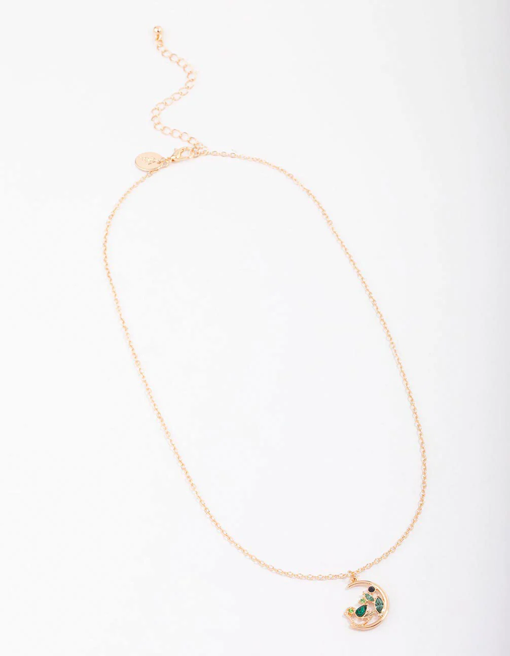 Gold Diamante Moon Celestial Pendant Necklace - Image 2