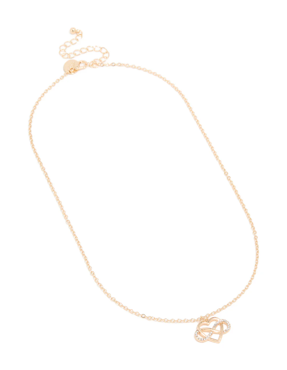 Gold Diamante Open Heart Infinity Sign Necklace - Image 2