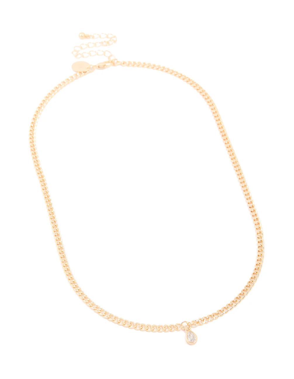 Gold Diamante Pear Cuban Link Necklace - Image 2