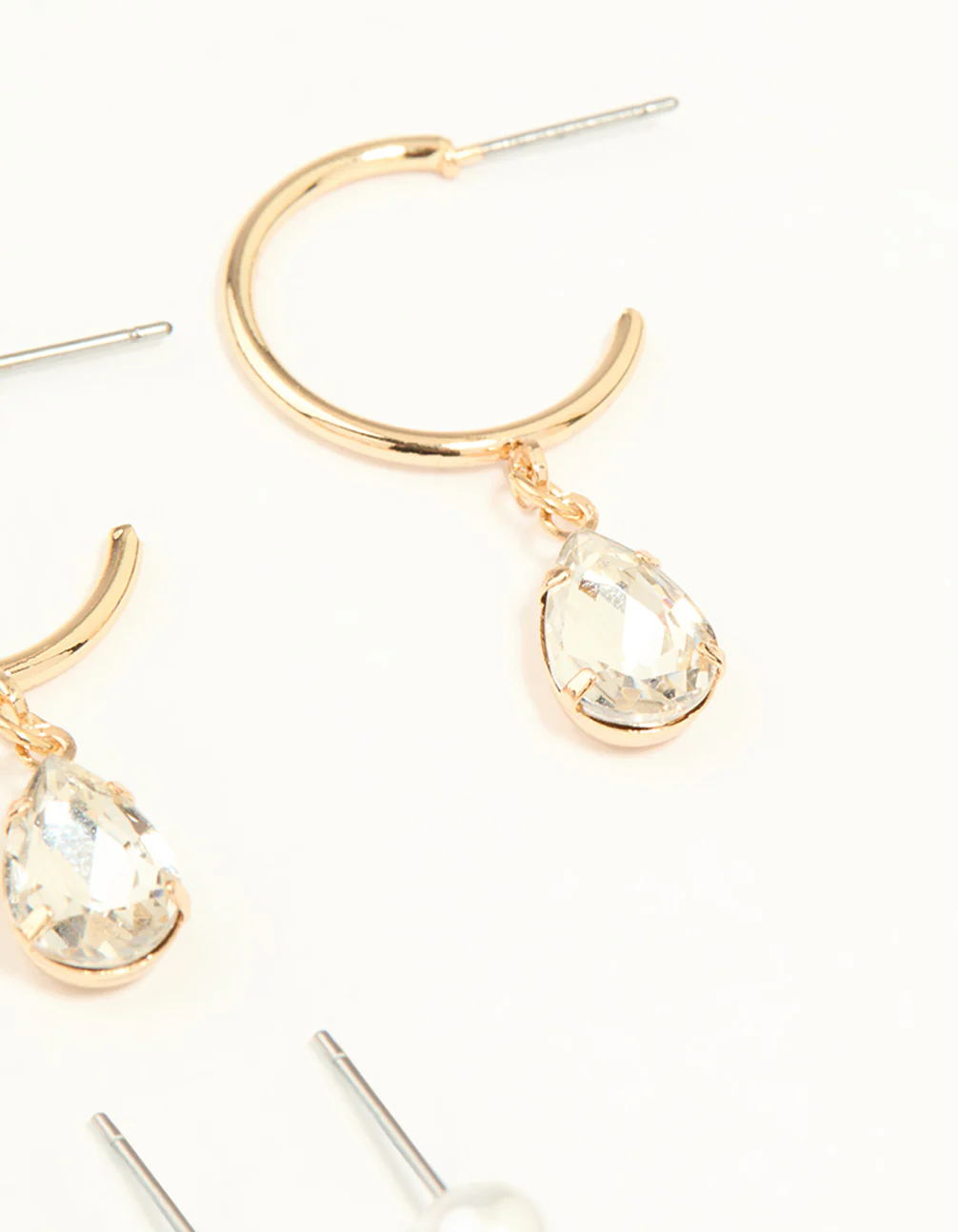 Gold Diamante & Pearl Earrings Stack 7-Pack - Image 3