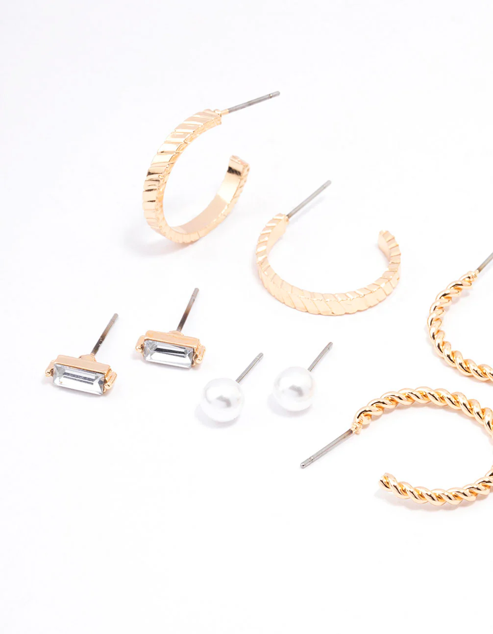 Gold Diamante & Pearl Hoop Earring 8-Pack - Image 2