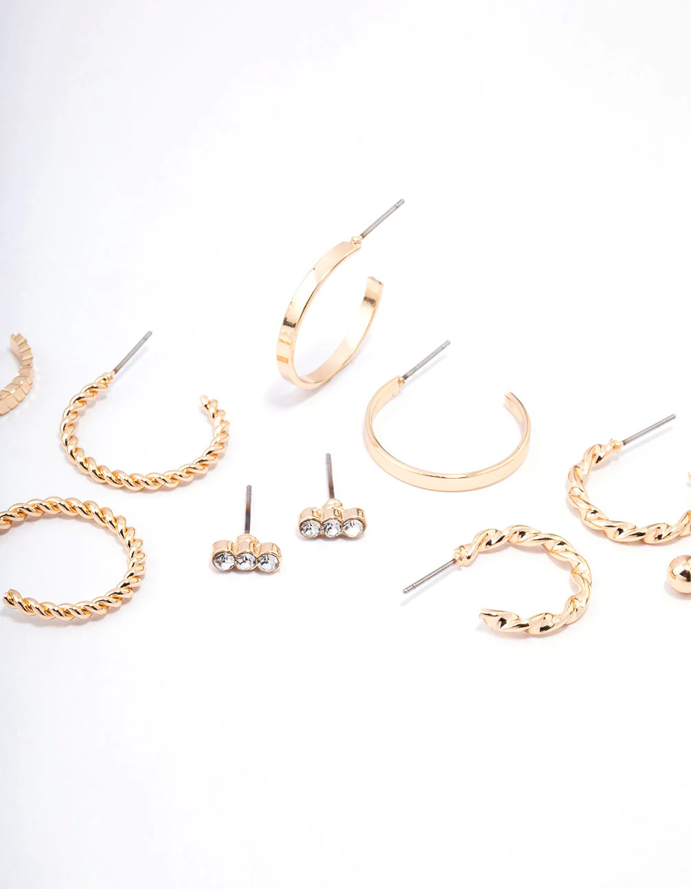 Gold Diamante & Pearl Hoop Earring 8-Pack - Image 3