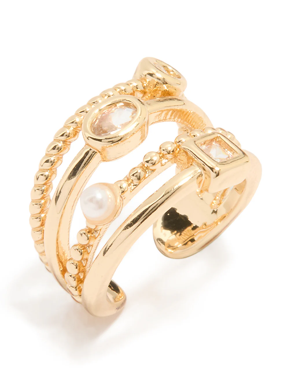 Gold Diamante & Pearl Layered Ear Cuff - Image 2