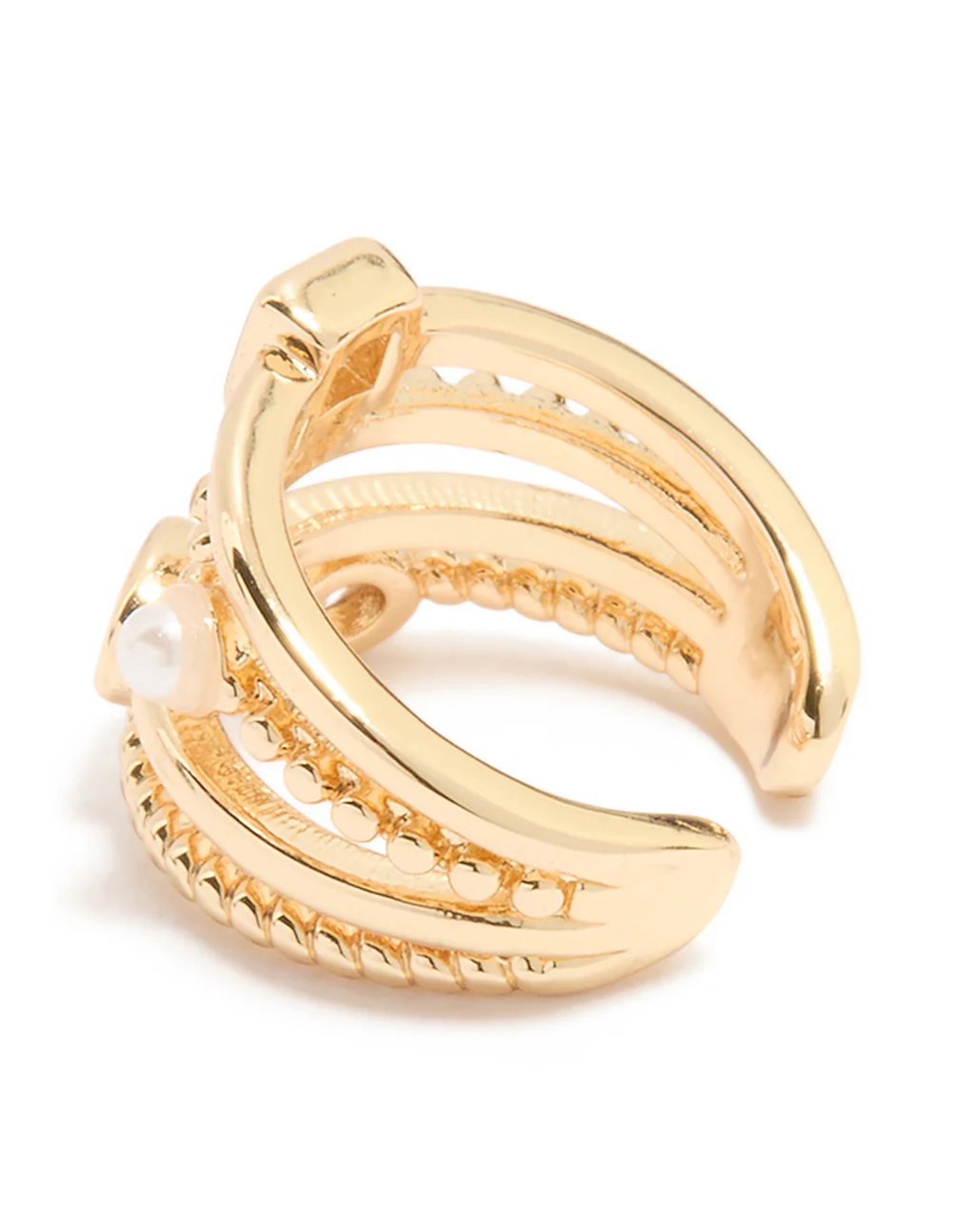 Gold Diamante & Pearl Layered Ear Cuff - Image 3