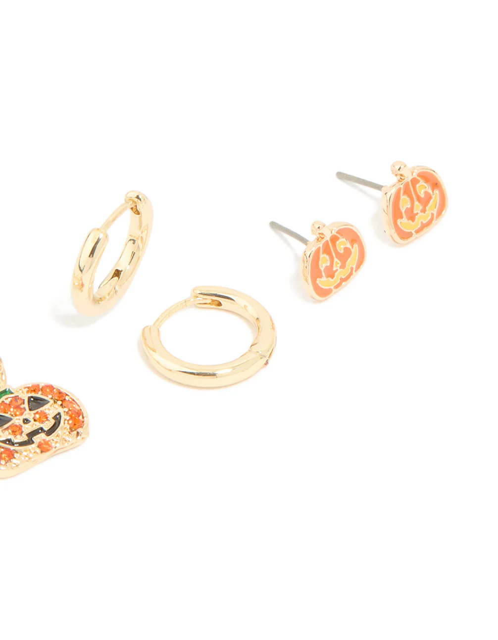 Gold Diamante Pumpkin Earrings 3-Pack - Image 3