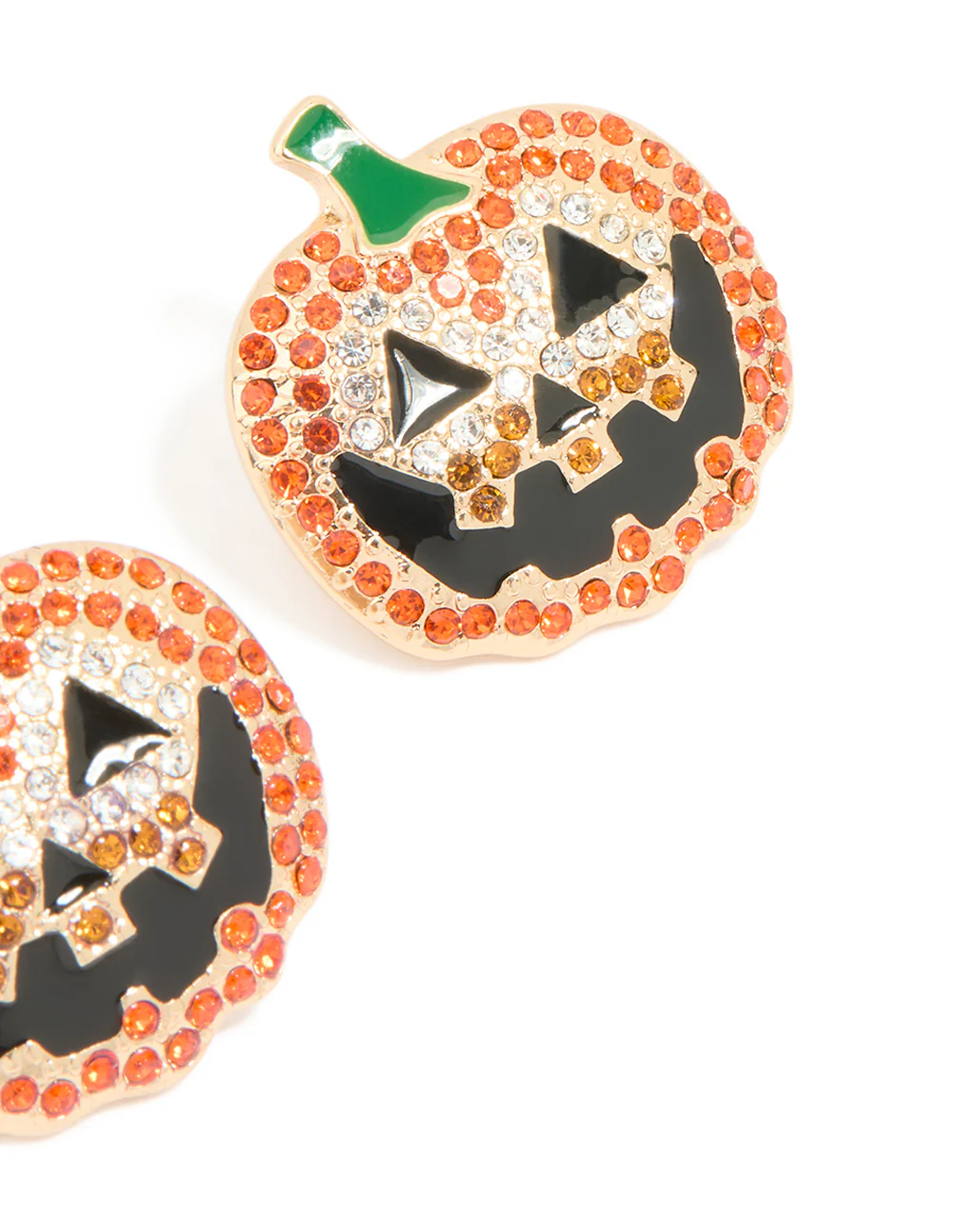 Gold Diamante Pumpkin Stud Earrings - Image 3