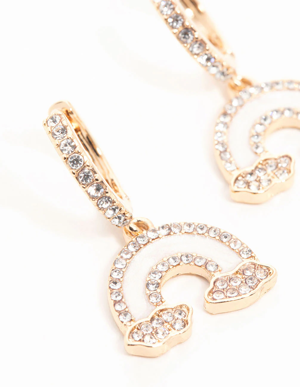 Gold Diamante Rainbow Cloud Huggie Earrings - Image 4