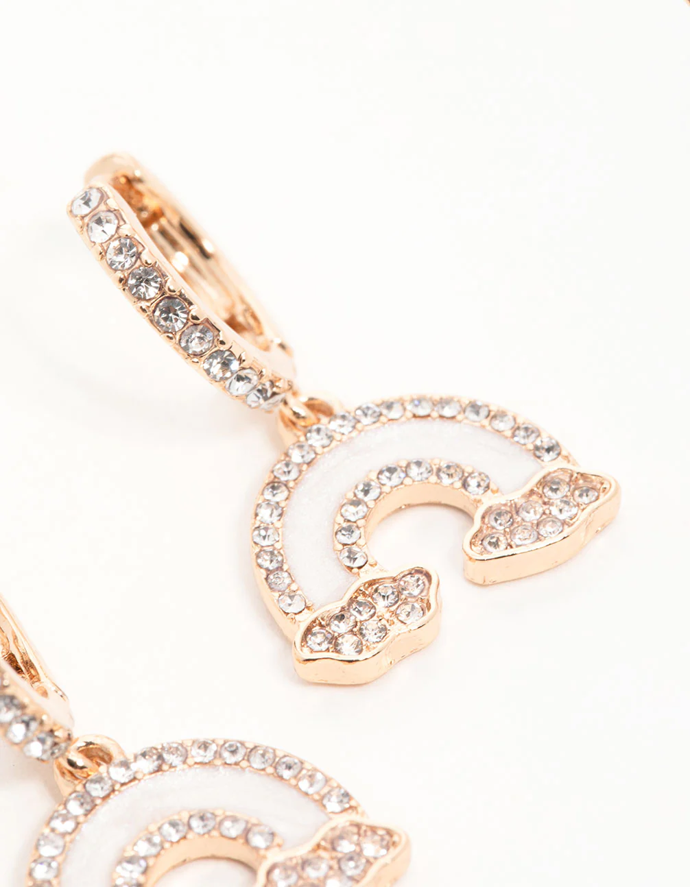 Gold Diamante Rainbow Cloud Huggie Earrings - Image 5