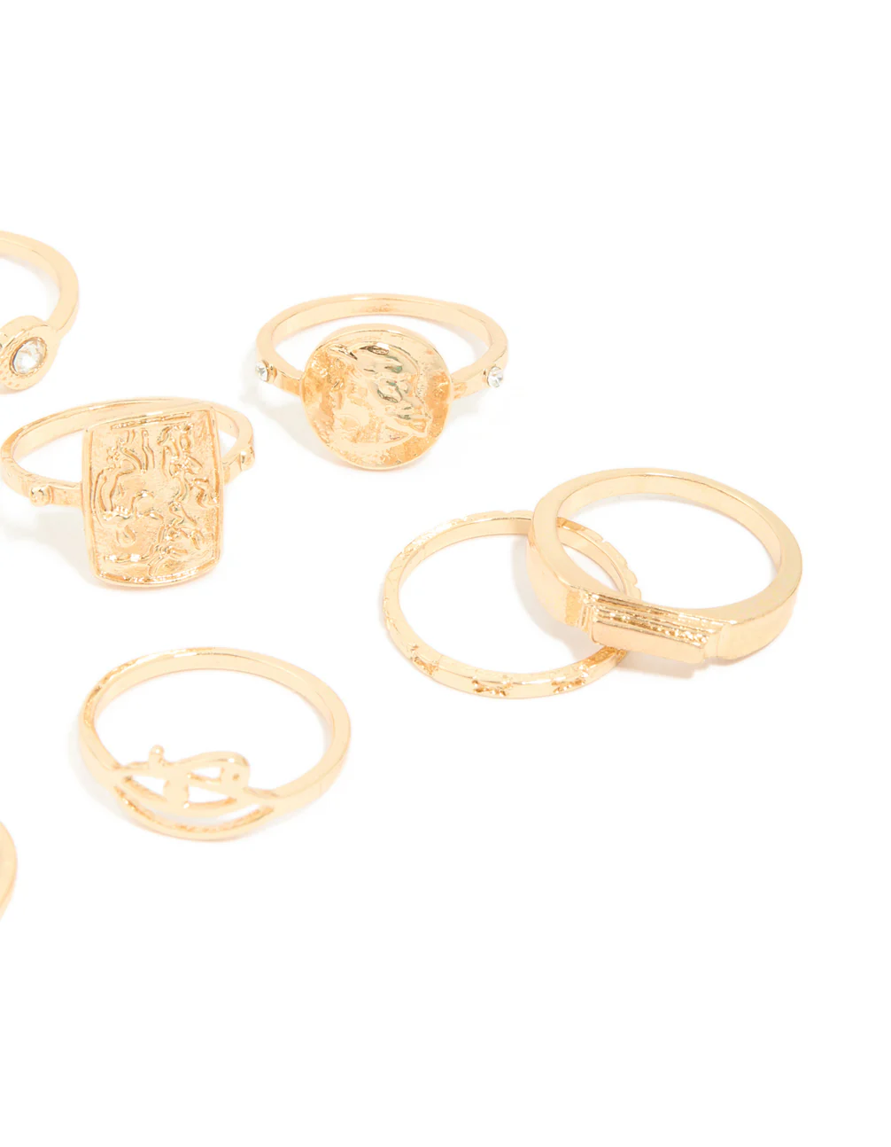Gold Diamante Roman Numeral Rings 9-Pack - Image 3