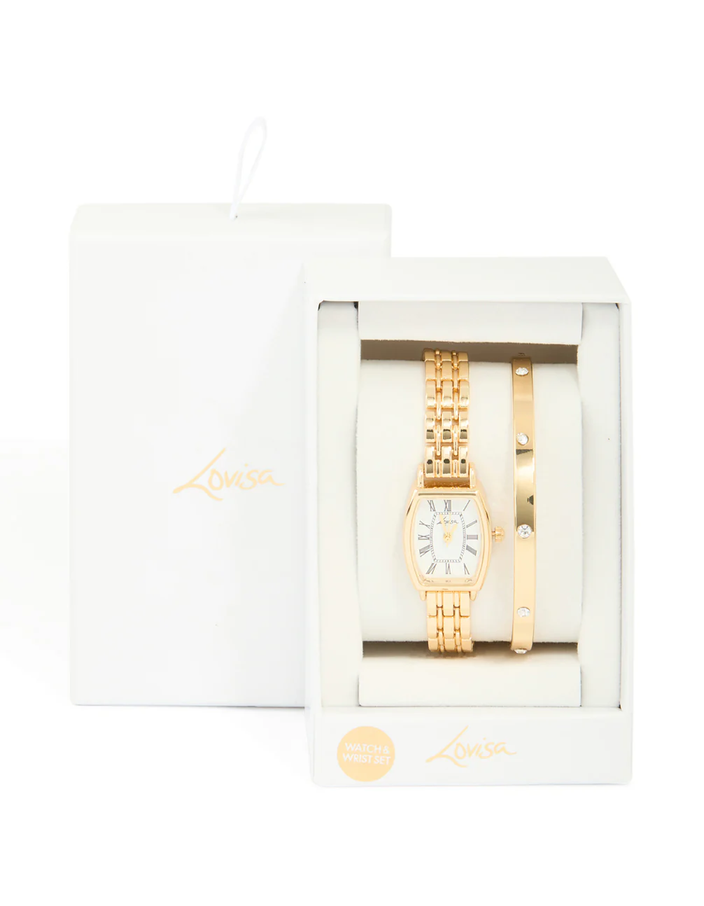 Gold Diamante Roman Numeral Watch & Wrist Cuff Set - Image 5