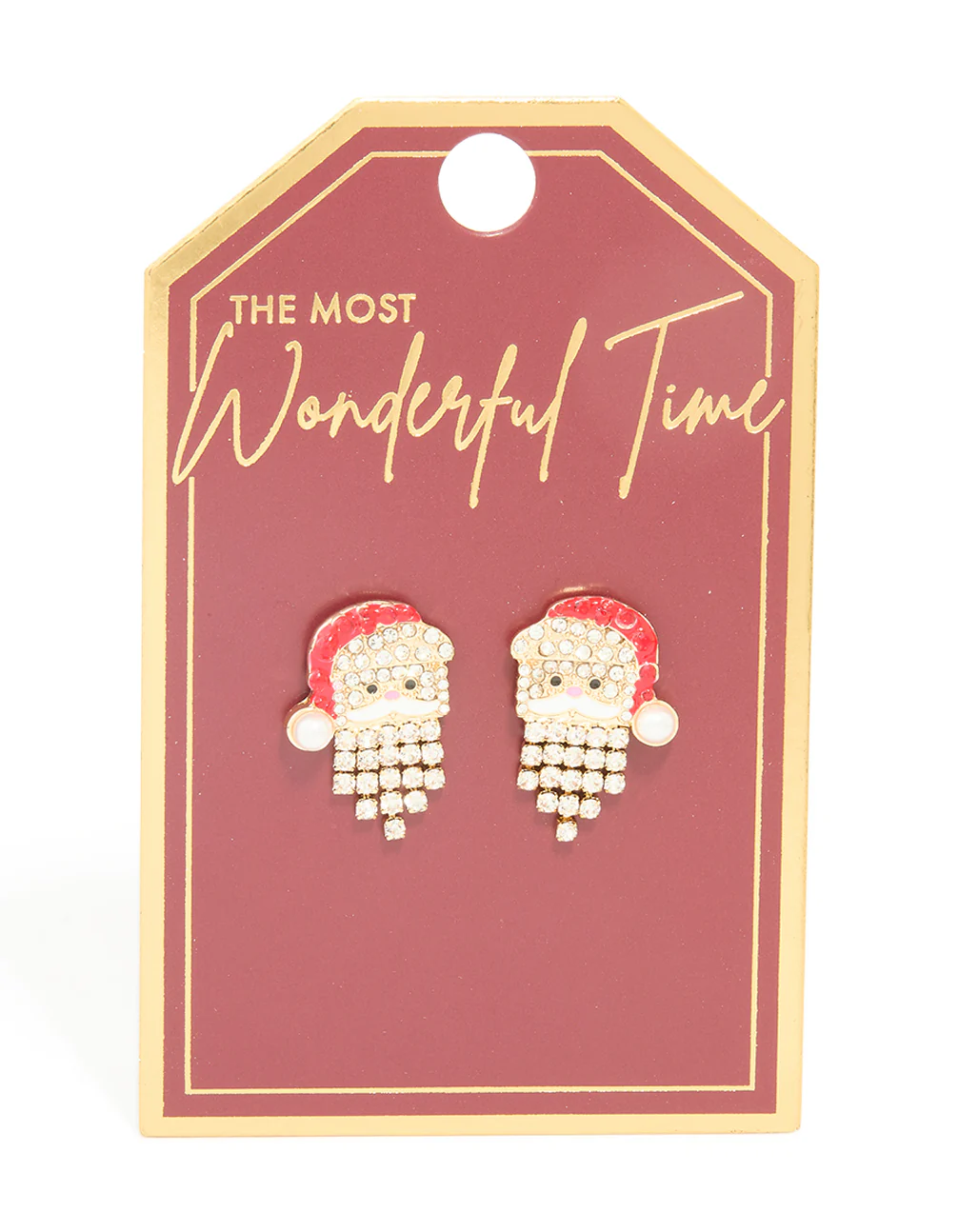 Gold Diamante Santa Stud Earrings - Image 3