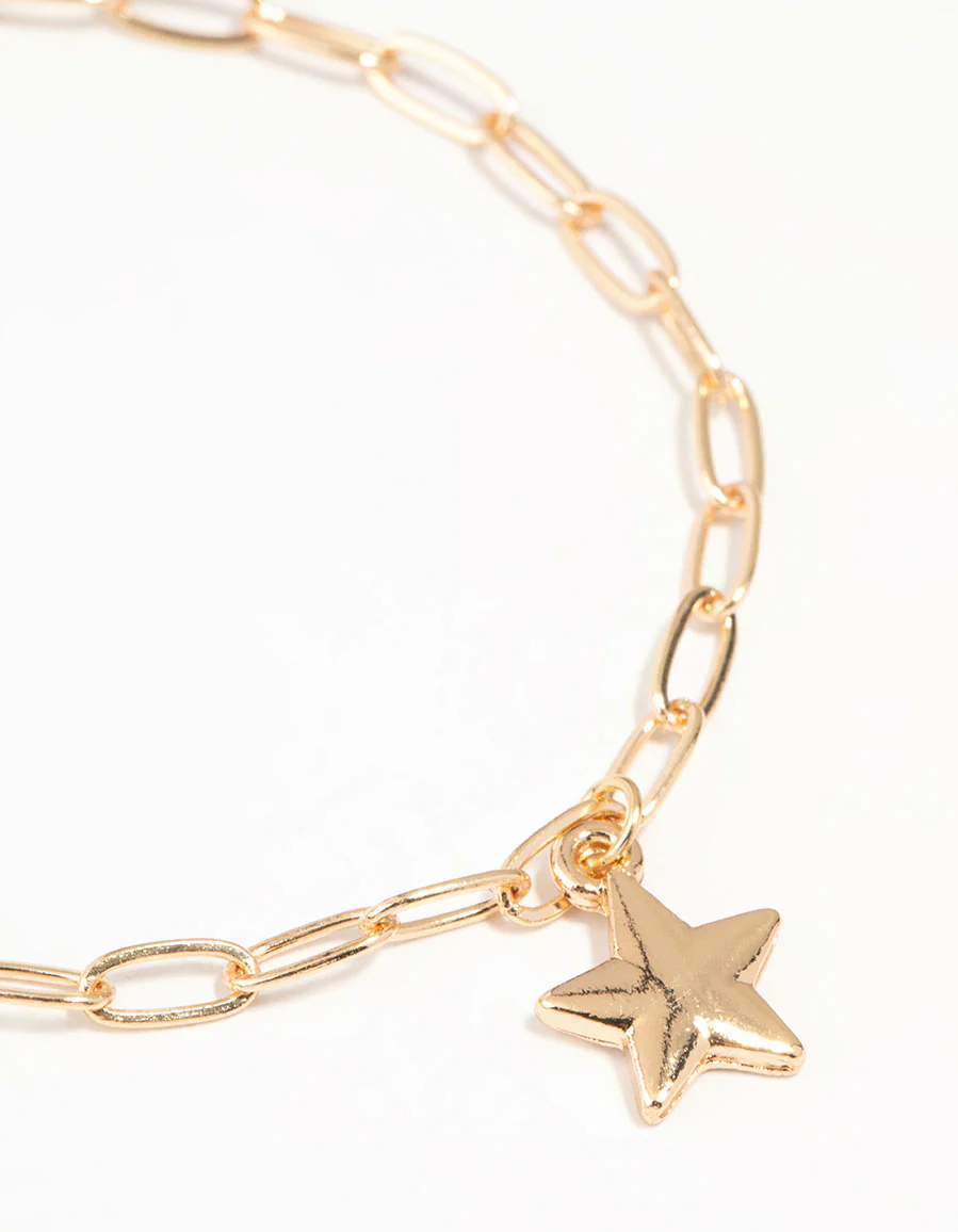 Gold Diamante Star Chain Bracelets 2-Pack - Image 3