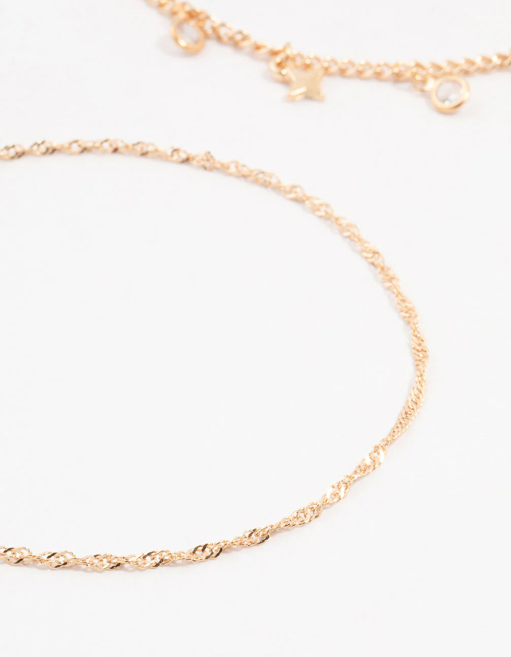 Gold Diamante Star Drop Anklets 3-Pack - Image 3