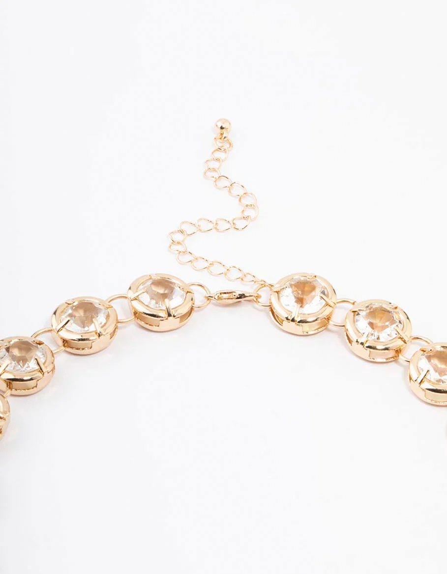 Gold Diamante Statement Necklace - Image 3