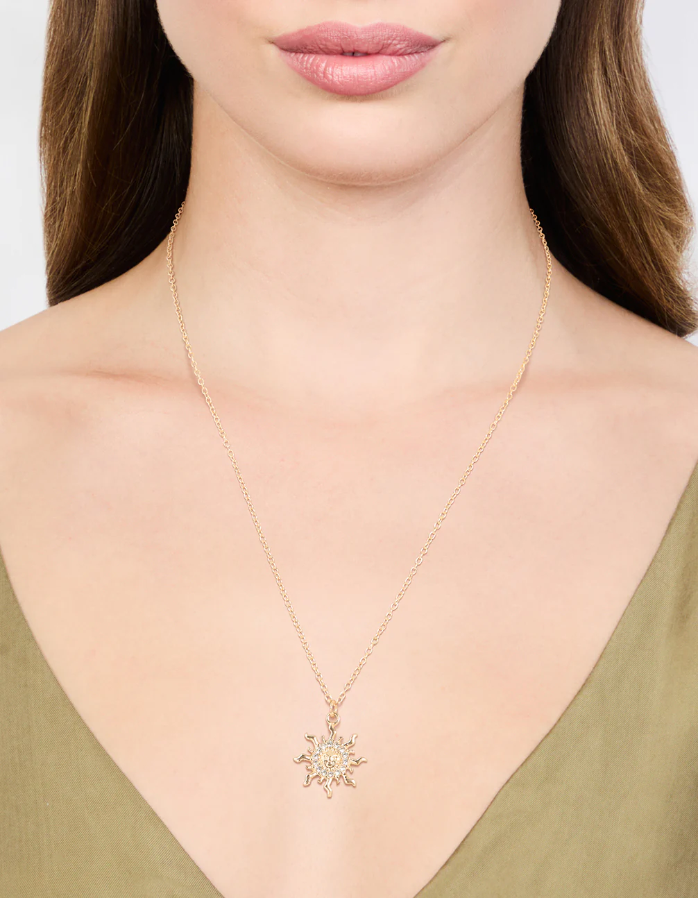 Gold Diamante Sun Necklace - Image 2