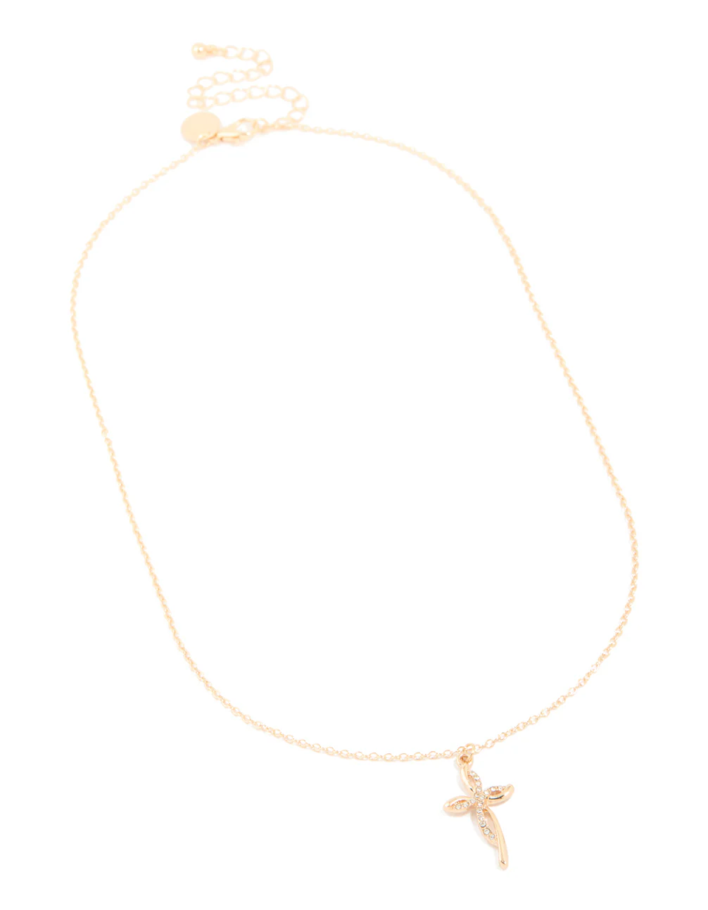 Gold Diamante Twist Cross Necklace - Image 2