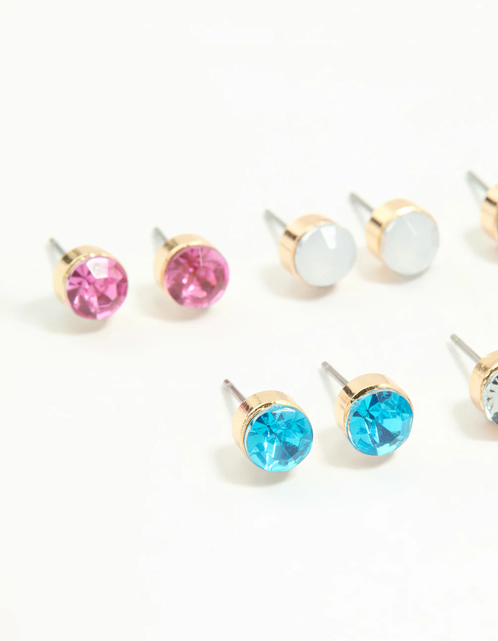 Gold Diamante Weekday Stud Earrings 7-Pack - Image 2