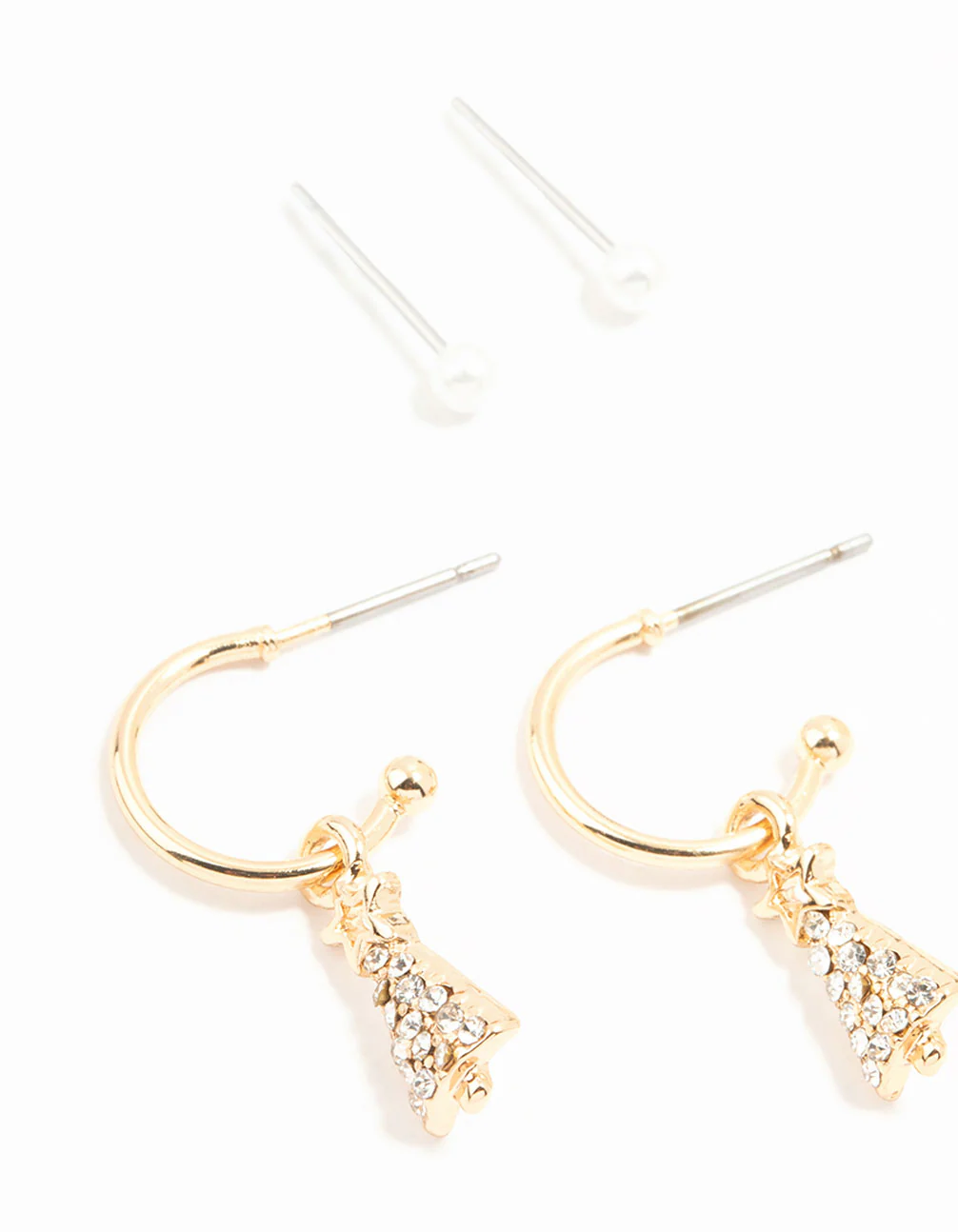 Gold Diamante Winter Mitten & Stocking Earrings 6-Pack - Image 2