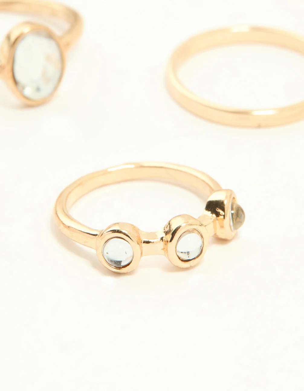Gold Diamante Zigzag & Twisted Stacking Rings 8-Pack - Image 3