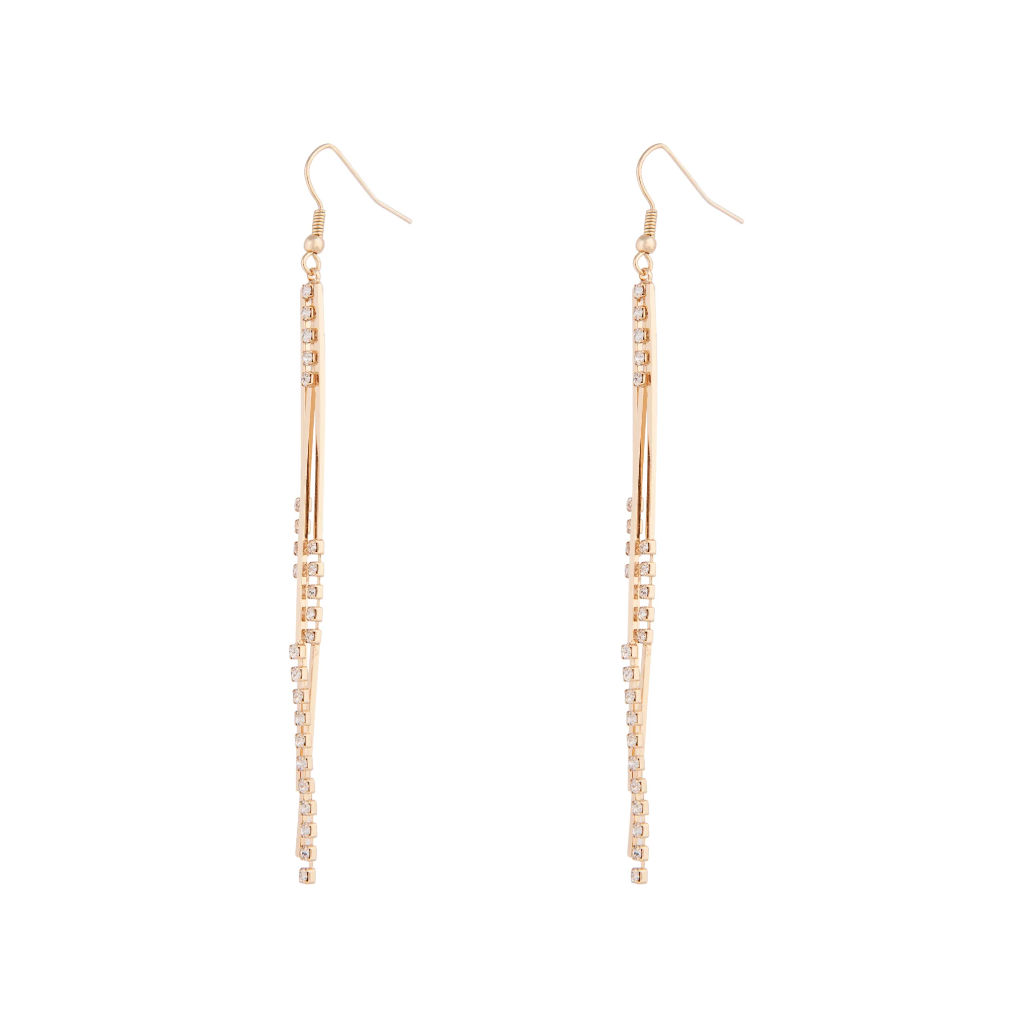 Gold Cup Chain Multi Bar Earrings - Image 2
