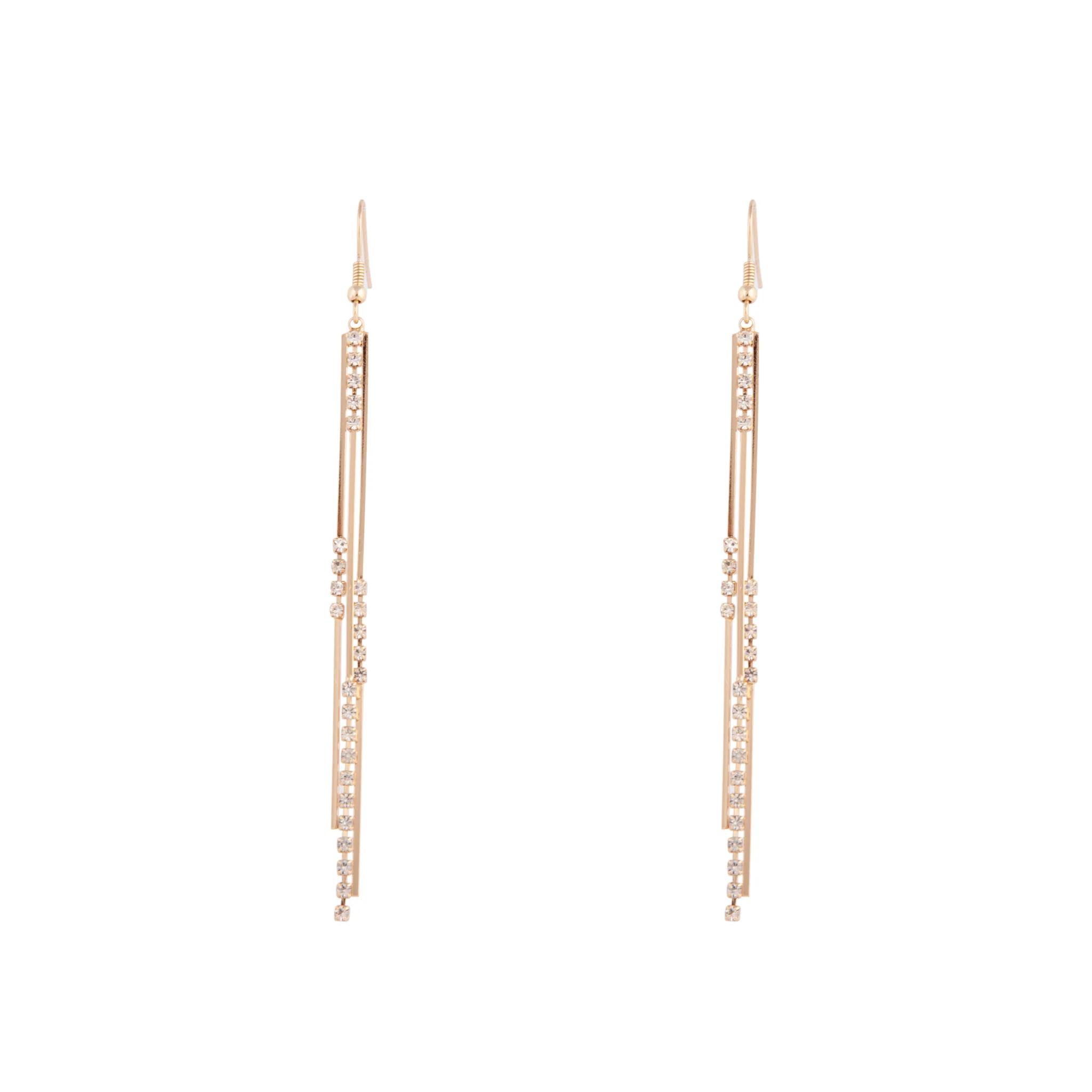 Gold Cup Chain Multi Bar Earrings - Image 3