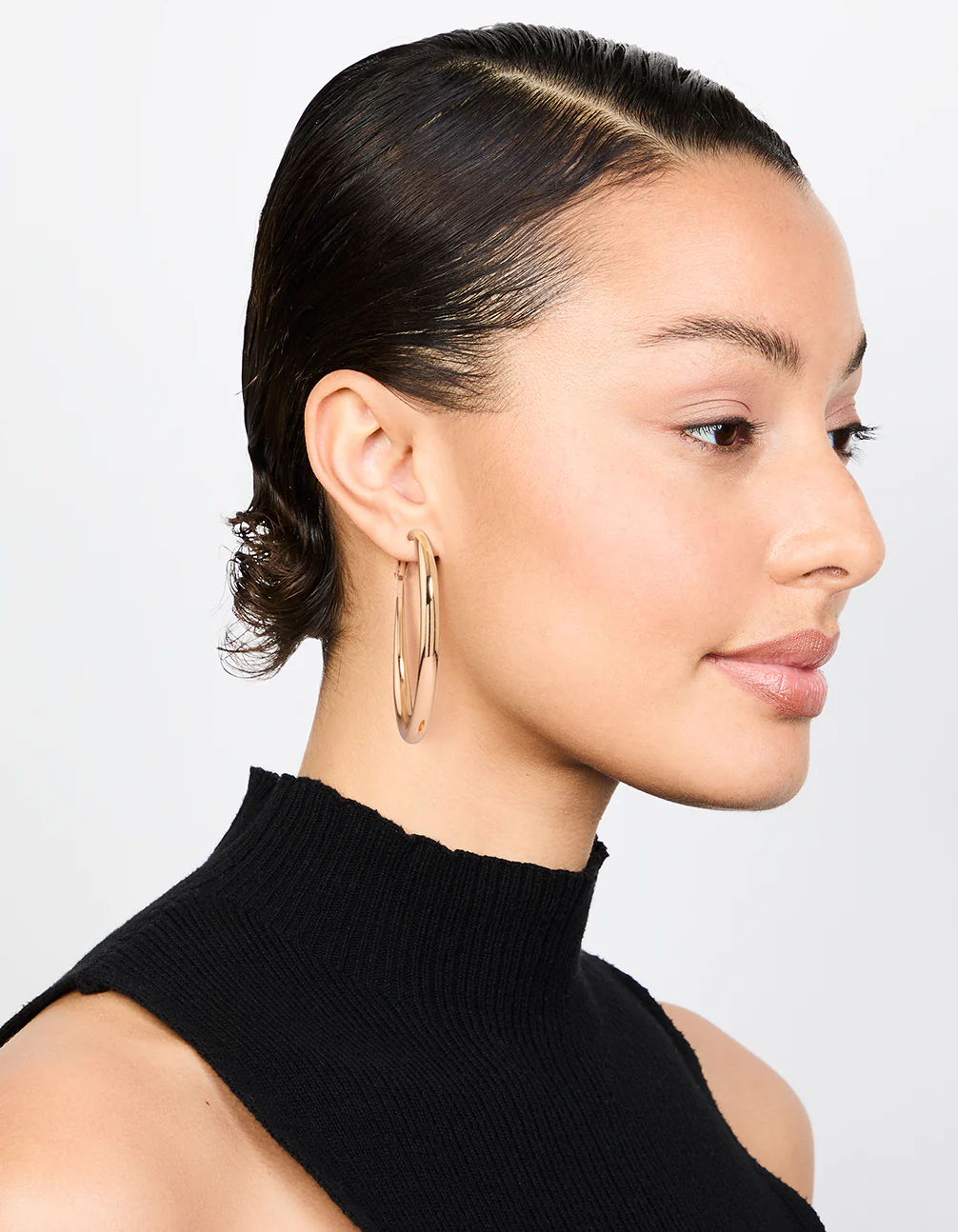 Gold Dome Hoop Earrings - Image 3