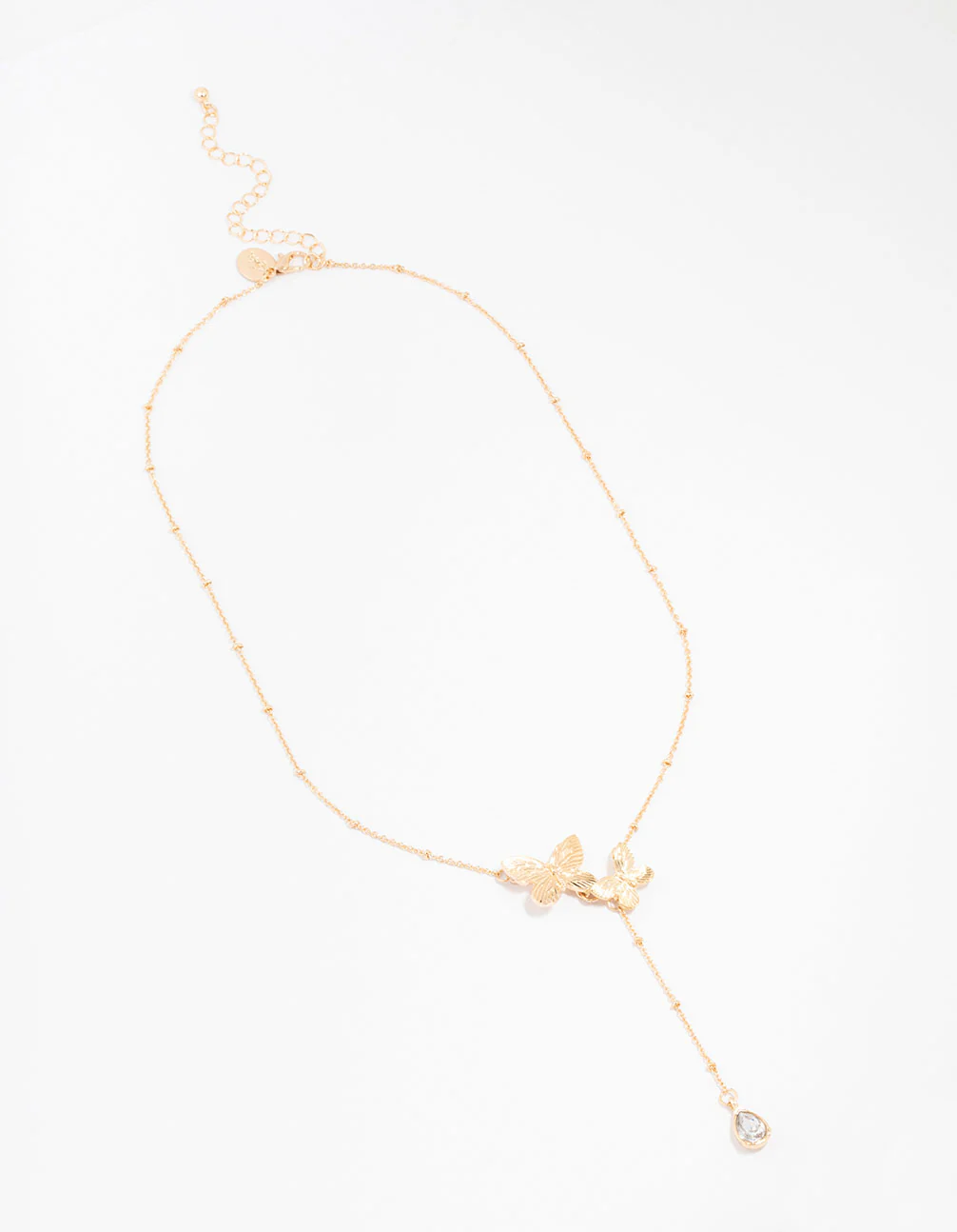 Gold Double Butterfly Y-Necklace - Image 2
