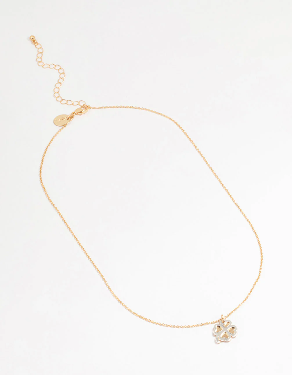 Gold Double Clover Pendant Necklace - Image 2