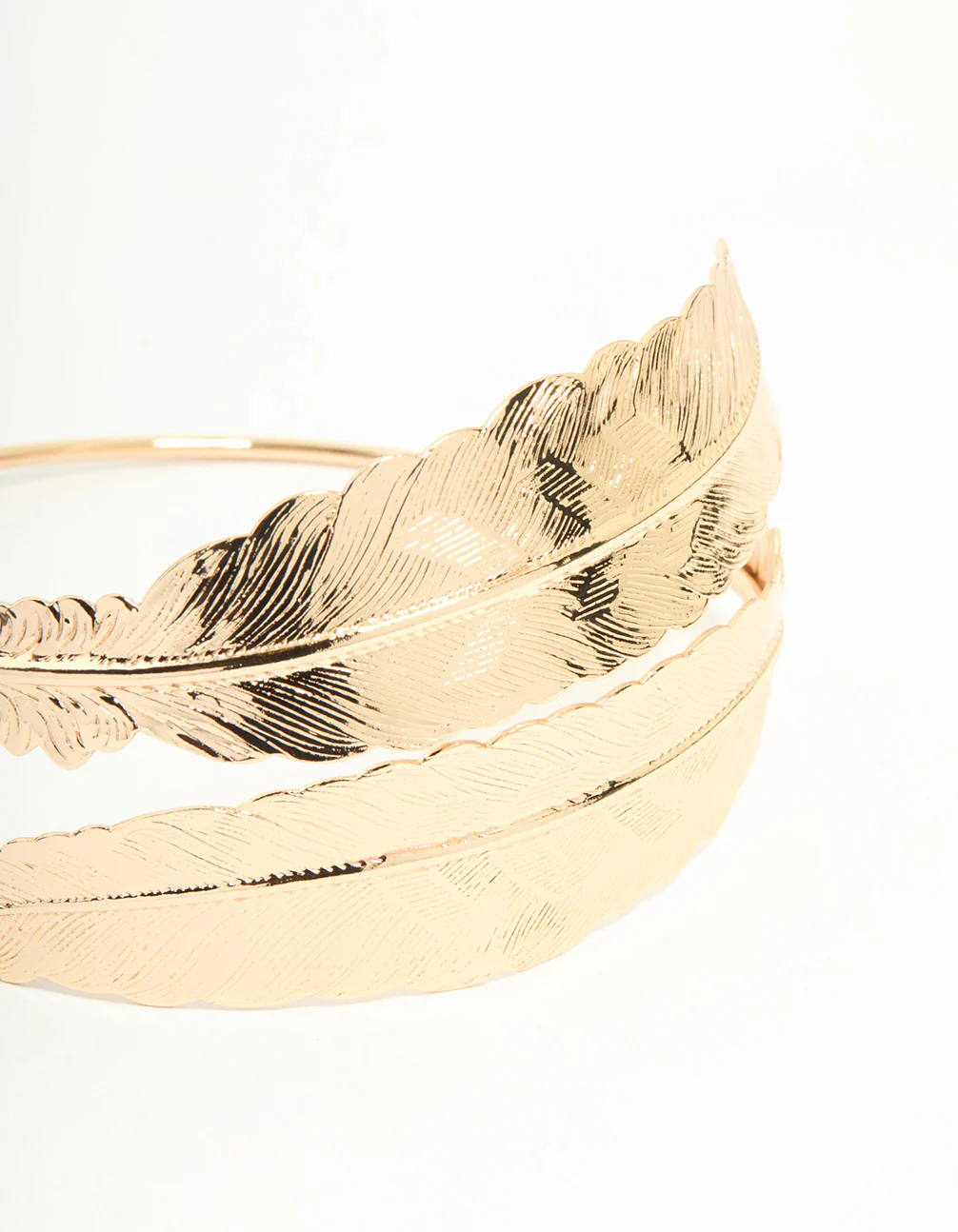 Gold Double Feather Arm Cuff - Image 2