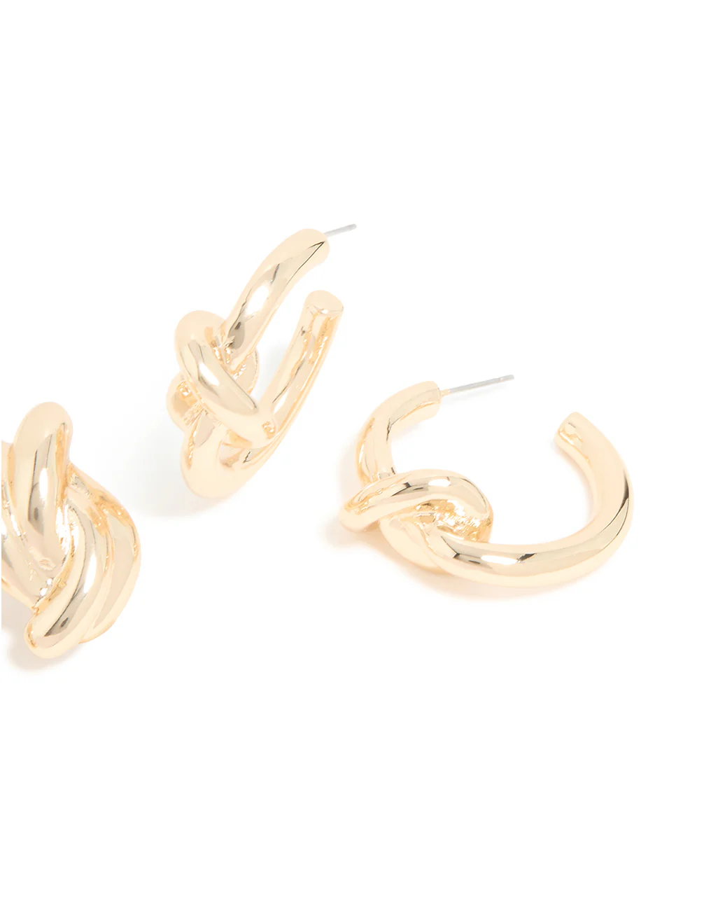 Gold Double Knotted Studs & Open Hoop Earrings 2-Pack - Image 5