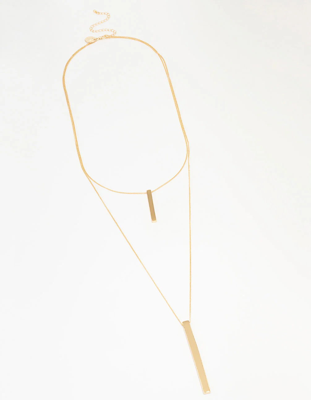 Gold Double Row Long Bar Necklace - Image 2