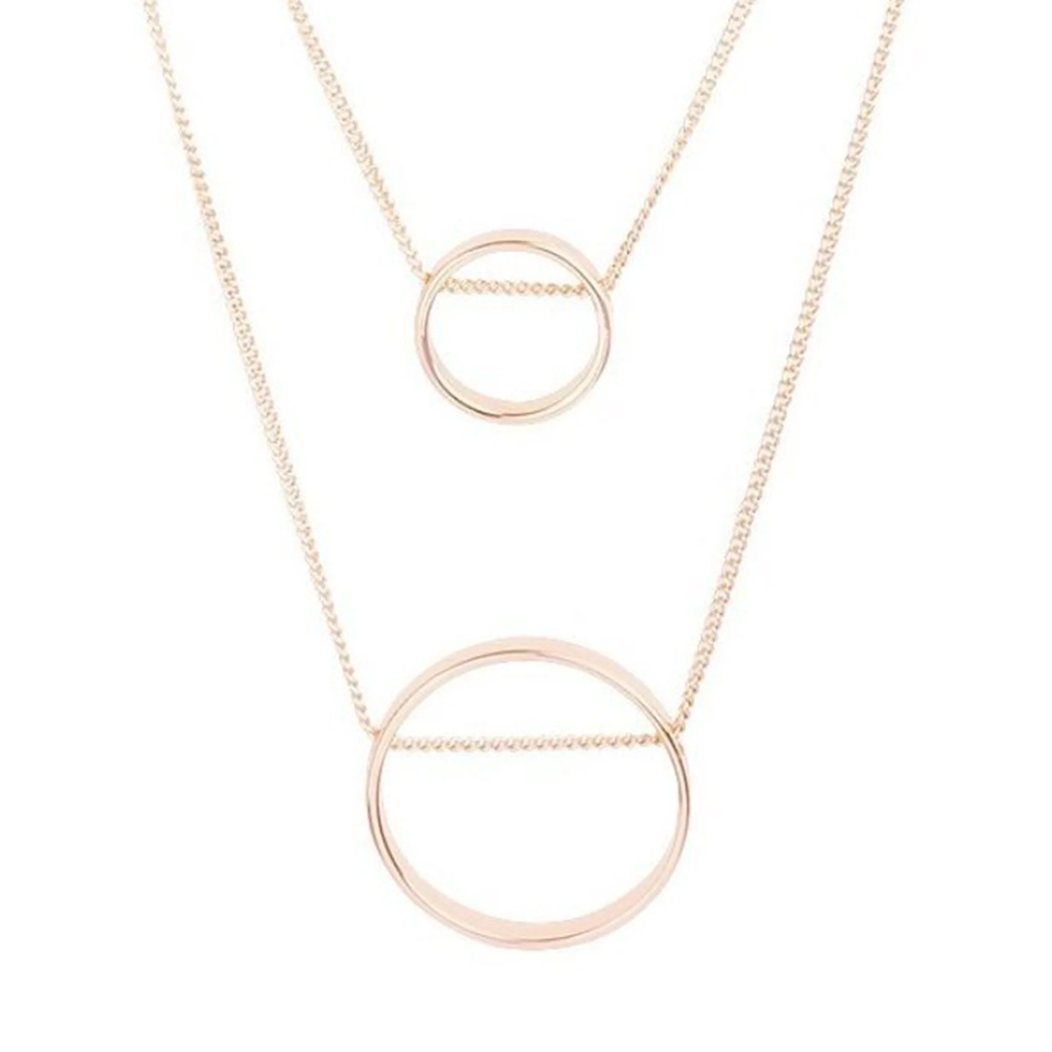 Gold Double Threaded Circle Necklace - Image 2