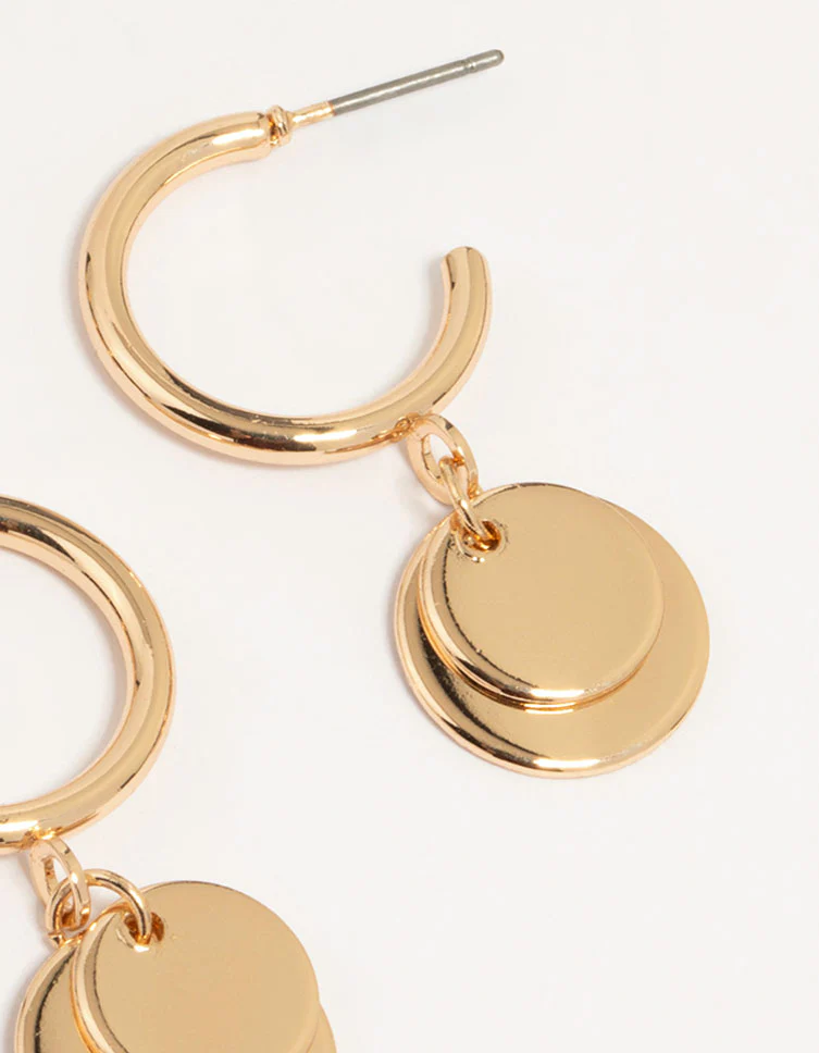 Gold Drop Hoop Earrings 6-Pack - Image 3