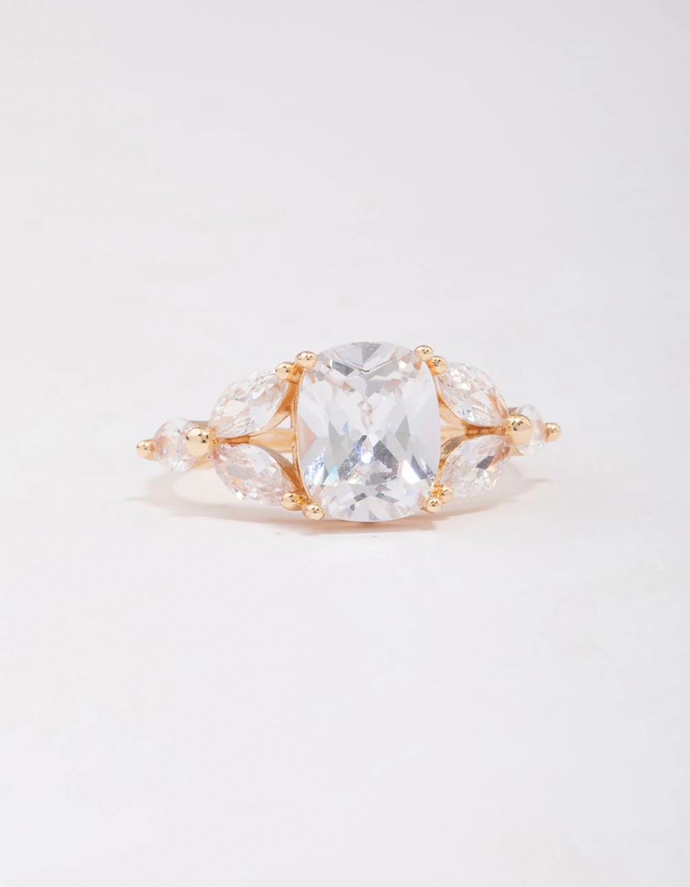 Gold Elegant Floral Cubic Zirconia Ring - Image 3