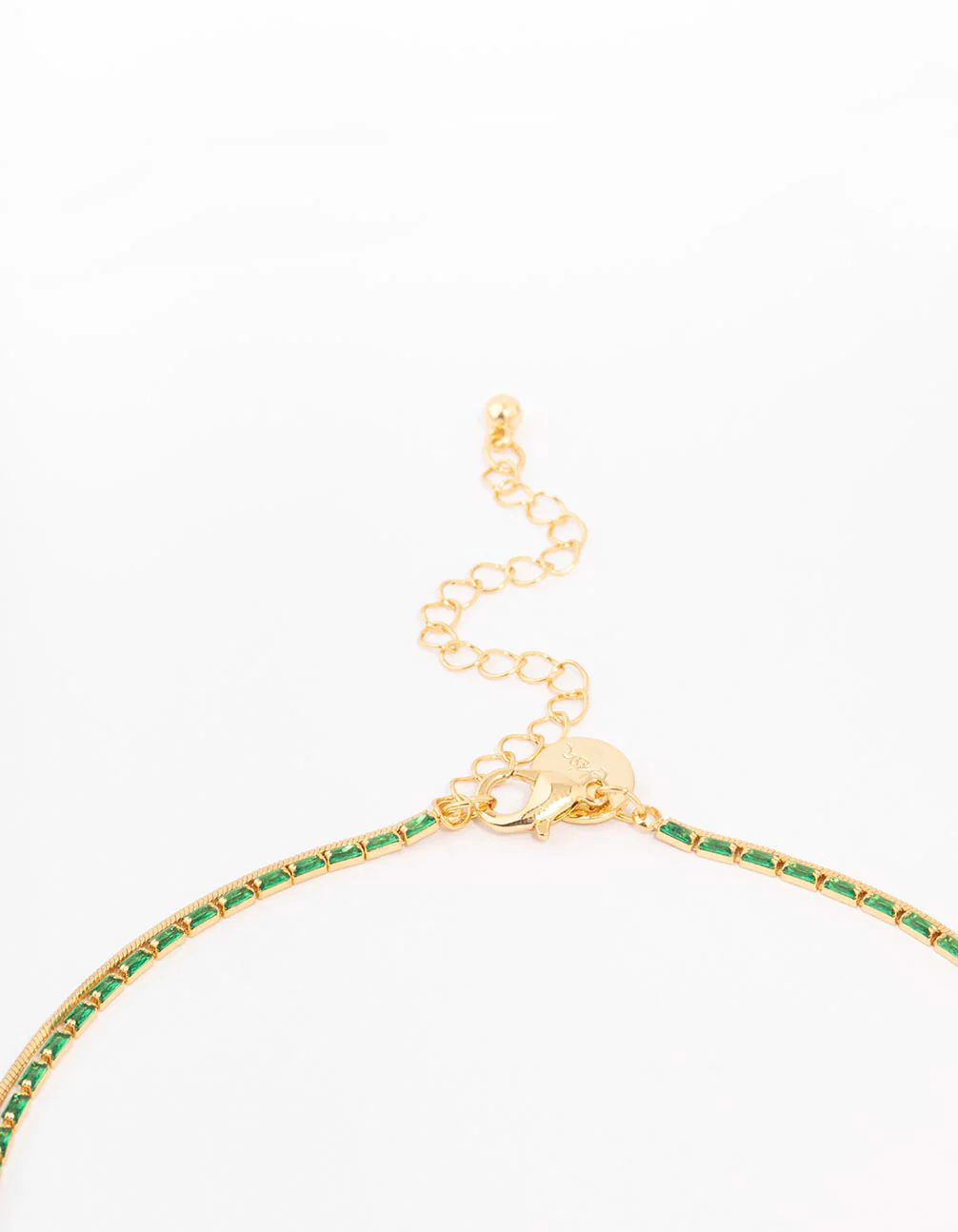 Gold Plated Cubic Zirconia Emerald Baguette Dainty Layered Necklace - Image 3