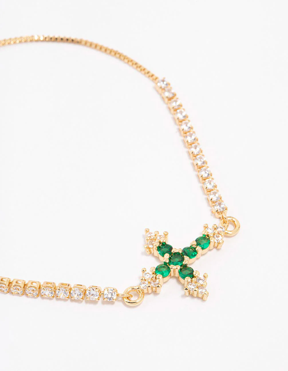Gold Plated Cubic Zirconia Emerald Toggle Bracelet - Image 2