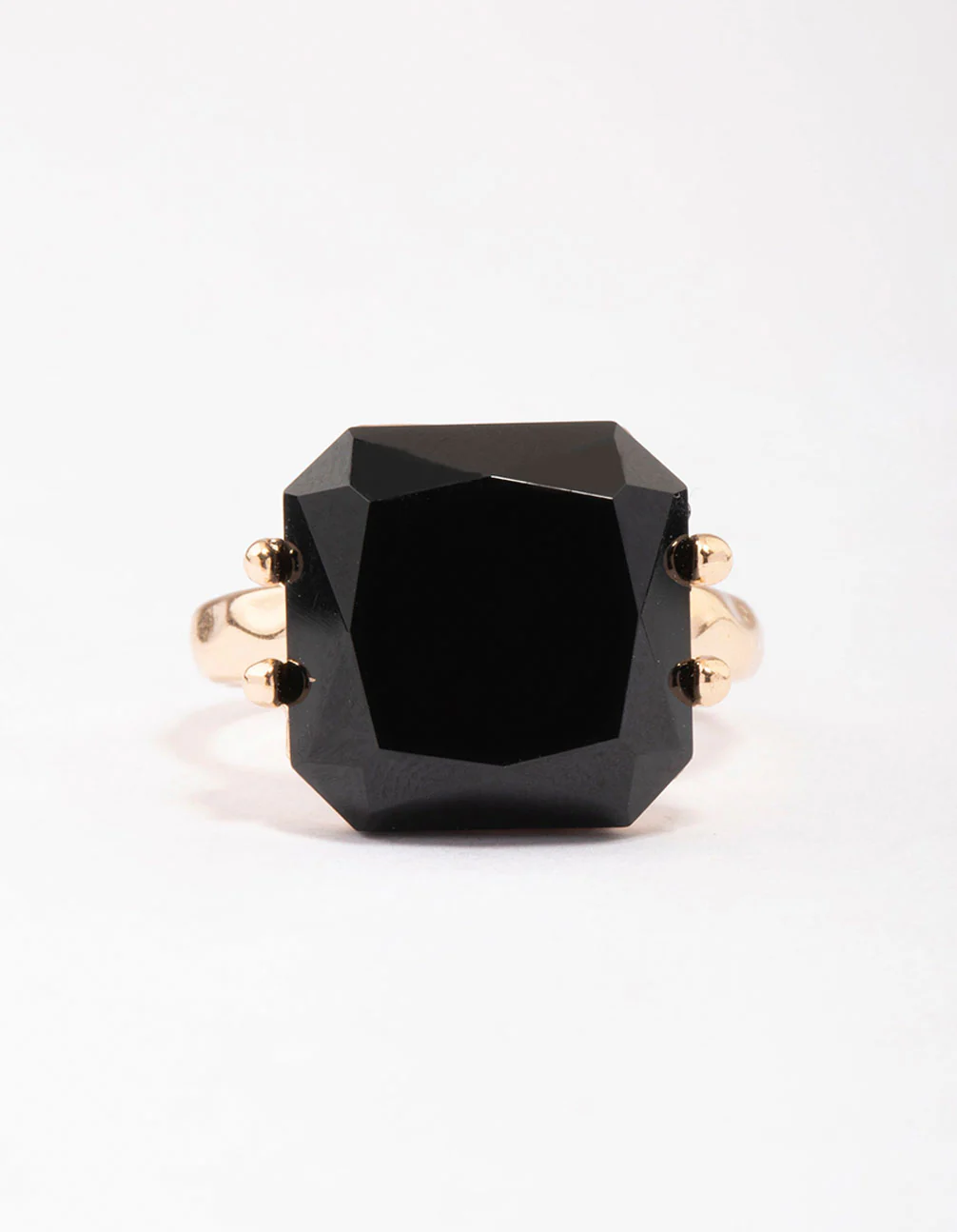 Gold Emerald-Cut Black Stone Ring - Image 3